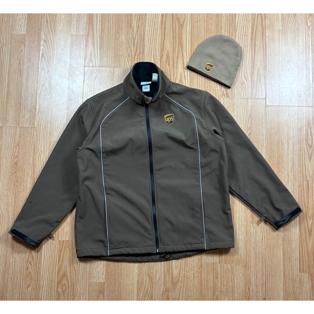 WearGuard UPS Softshell Jacket and Beanie Set Brown Mens Large 14768 UPBR